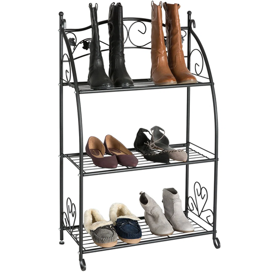 3 Tier Metal Plant Stand Storage Rack Shelf Pot Holder For Indoor Outdoor Use, Black