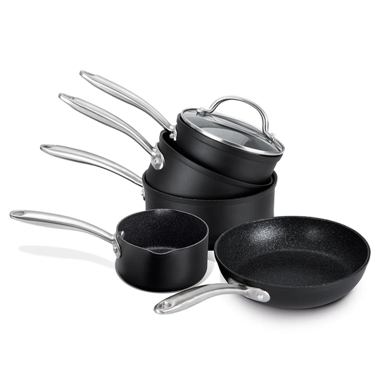 Prestige - Scratch Guard - 5pc Cookware Set - 16/18/20cm, 14cm Milk Pan And 29cm Frying Pan - Aluminium - Scratch Resistant - Induction Suitable - Dis