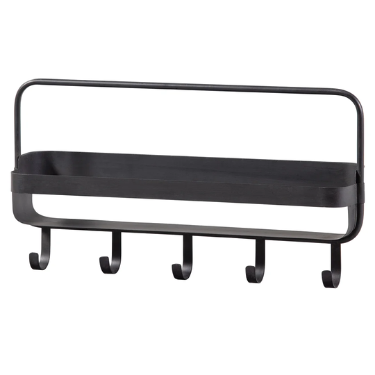 Pudalov Metal 5 - Hook Wall Mounted Coat Rack with Storage