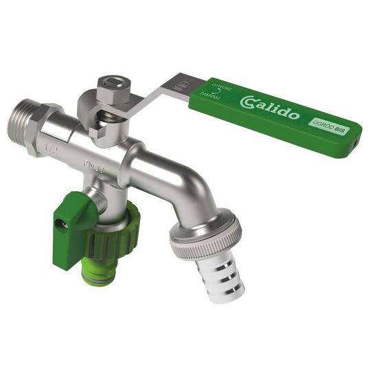 Double Duo Outlet Garden Outdoor Tap Ball Valve Faucet 1/2" X 3/4" X 3/4" Bsp