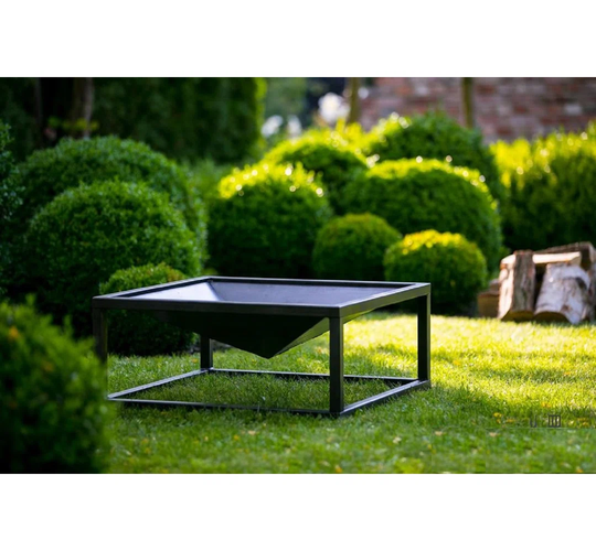 Square Garden Fire Basket SQUARE 70 Cm In Natural Steel