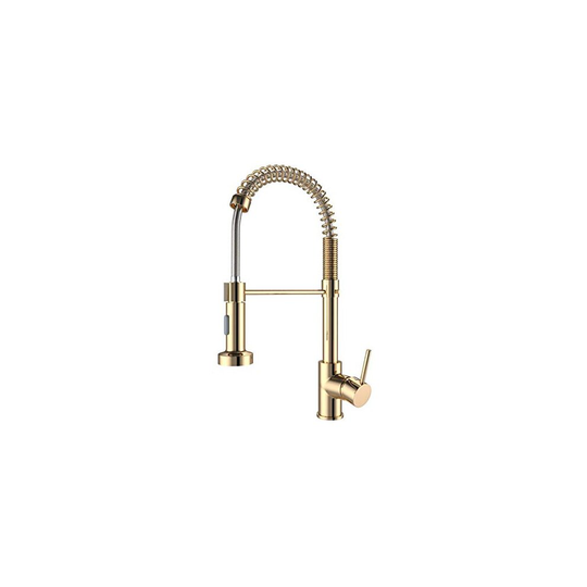 Onyzpily Gold Kitchen Taps Kitchen Sink Mixer tap with Solid Brass Commercial Single Handle Single Hole Pull Down Sprayer Swivel Sprayer Mixer Tap Col