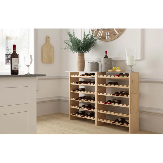 Vo 16 Bottle Solid Wood Floor Wine Bottle Rack in Beige