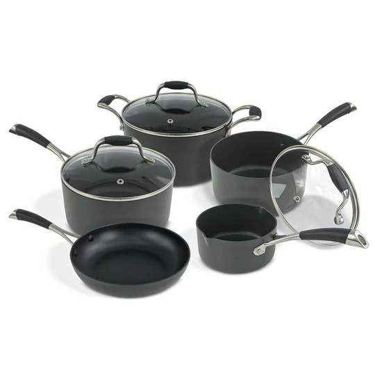 Professional 8 Piece Hard Anodized Non Stick Cookware Pan Saucepan Set Induction