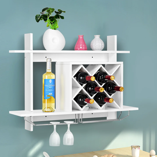 Emelene Wall Mounted Winne Bottle & Glass Rack