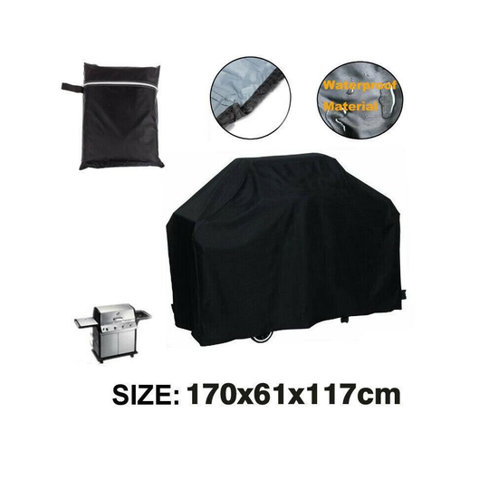 (L / 170x61x117cm) Heavy Duty Waterproof Barbecue (BBQ) Storage Cover - Black
