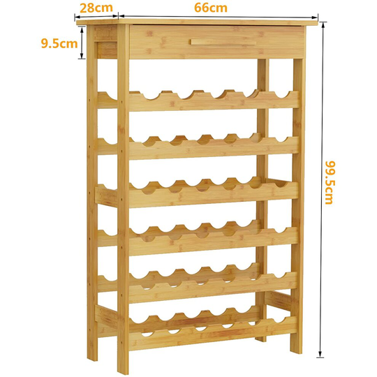 (6-tier 35 bottles) Dripex Bamboo Wine Rack Storage Free Standing Display Shelves