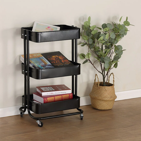 3-Tier Trolley Ebbe Pakoworld Metal Black 43X34x83cm
