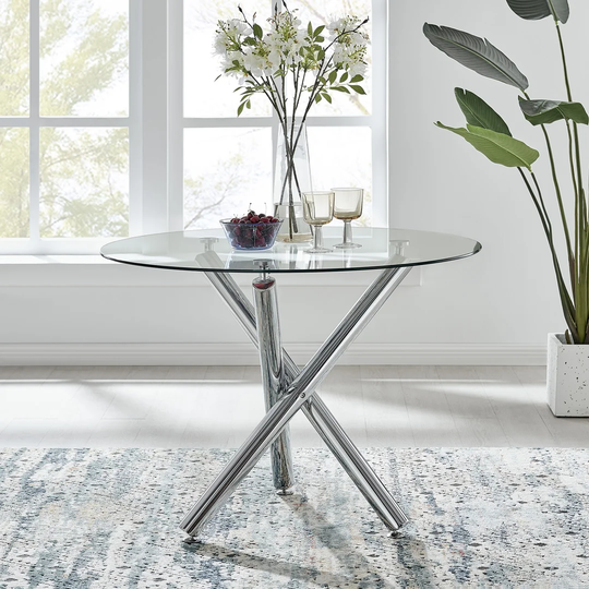 Selina Round Dining Table And 4 Cappuccino Isco Chairs