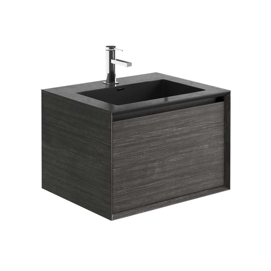 Wright 600mm Wall Hung Vanity Unit In Black & Concrete