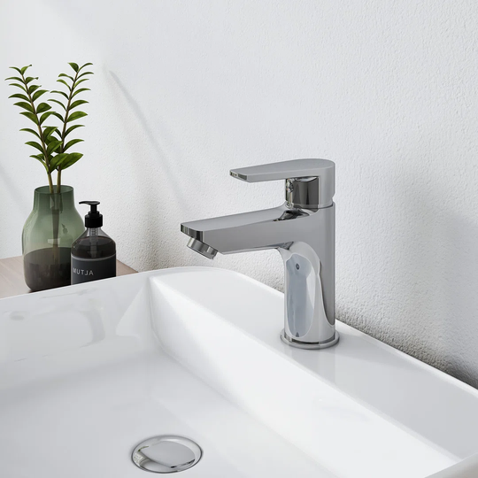 Belfry Bathroom Waschtischarmatur Chrom, Badarmatur Wasserhahn Bad Mit Auslaufhhe 85 Mm, Mischbatterie Wassersparend Mit 500 Mm 3/8 Zoll Kalt Und Warm