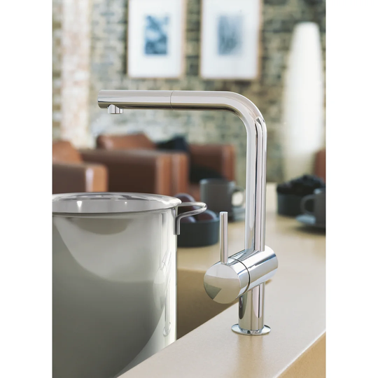GROHE Minta kitchen tap, 360° swivel range, pull-out spray head, GROHE StarLight, L-spout 32168000