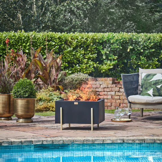 Outdoor Orion Firebowl In Matt Black/Antique Gold H40CM W62CM