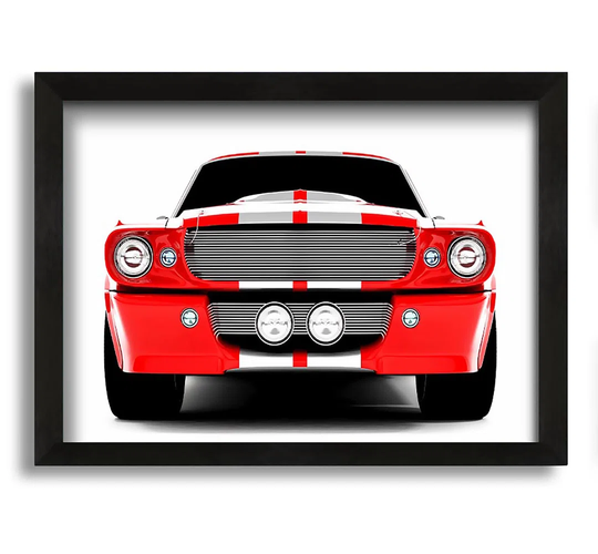 Mustang Red Front Grill - Picture Frame Photograph on Canvas