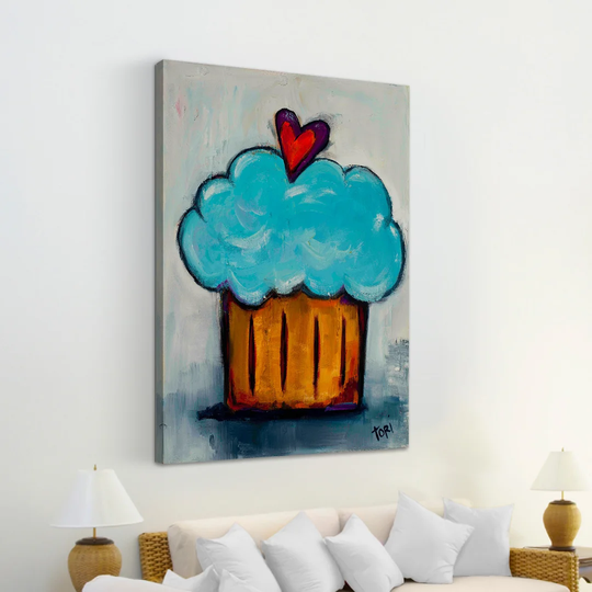 Blue Cupcake by Tori Campisi - Wrapped Canvas Painting Print
