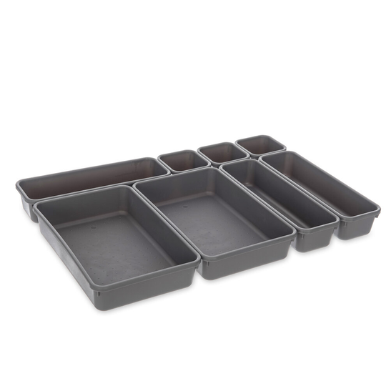 (Grey) LIVIVO 8pc Drawer Dividers Partition Storage Kitchen Bedroom Organiser Separators Table