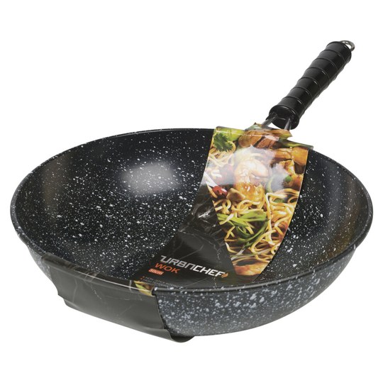 (Black) Blaumann 28cm Aluminum Induction Wok Non Stick Frying Pan Marble