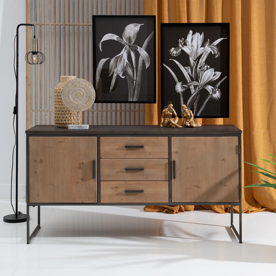 Kulp 146Cm Wide 3 Drawer Fir Solid Wood Sideboard