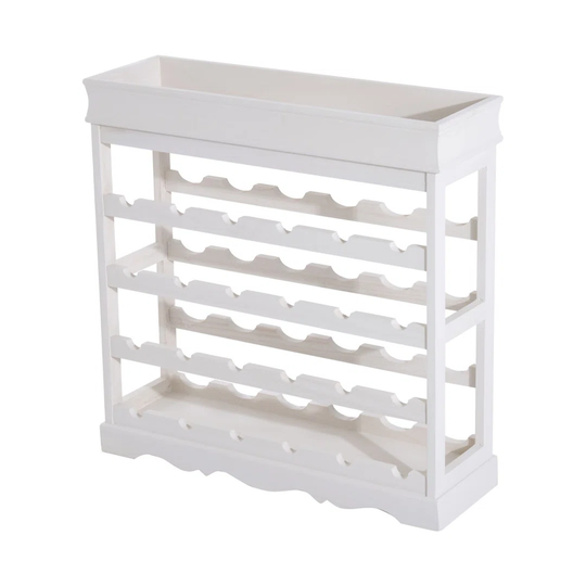 4-Tier Wooden Wine Rack 24 Bottles Stackable Organizer Display Storage Holder Shelves Stand Kitchen Home W/Countertop (White)