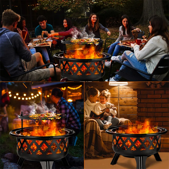 Bulle 58Cm H x 76Cm W Steel Wood Burning Outdoor Fire Pit with Lid