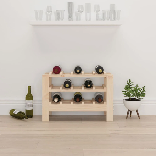 Kyreece 15 Bottle Solid Wood Floor Wine Bottle Rack in Brown