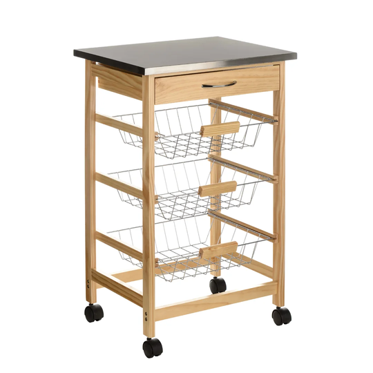 Kitchen Cart with Stainless Steel Top