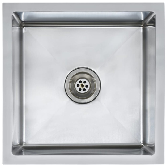 vidaXL Handmade Kitchen Sink with Strainer Stainless Steel Under-Mount Basin