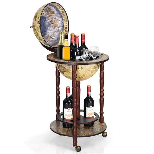 Amiayah 15 Bottle Solid Wood Floor Wine Bottle Rack in Blue/Brown/Beige