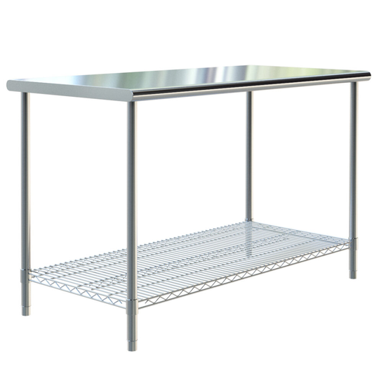 (120*60*80cm) Commercial Stainless Steel Kitchen Table Prep Work Bench Worktop With Mesh Shelf