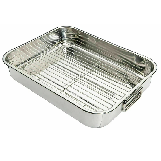 Malcom Stainless Steel Roasting Trays Oven Pan Dish Baking Roaster Tray Grill Rack