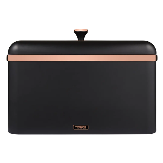 Tower T826130BLK Cavaletto Bread Bin Storage, Carbon Steel, Removable Lid