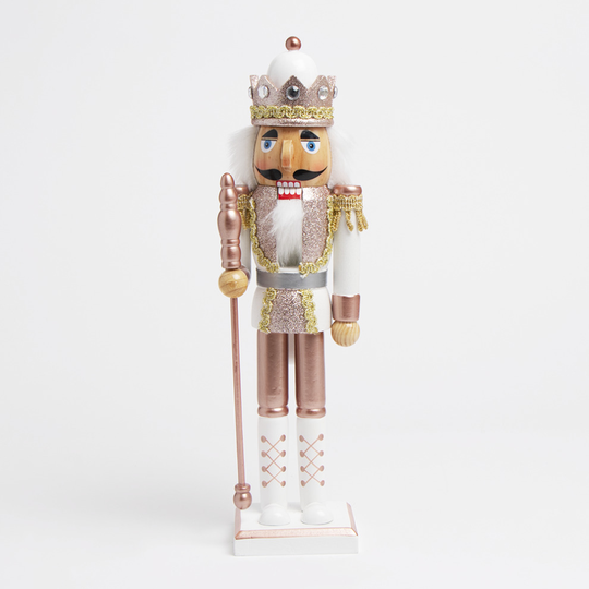 New Festive Feeling 15" Glitter Fully Functional Nutcracker-Blush Pink