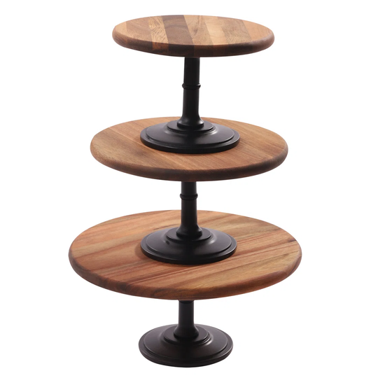 3Pcs Wooden Cake Stands Set Display Table Cupcake Server Decorating For Wedding Birthday Parties Baby Shower