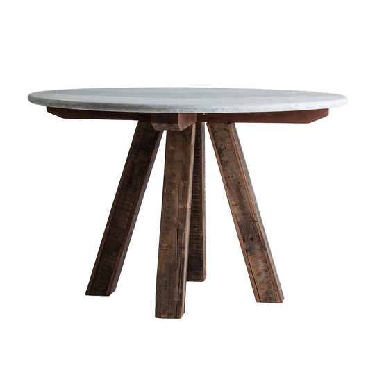 Zwaia 120 Cm Genuine Marble Solid Wood Dining Table