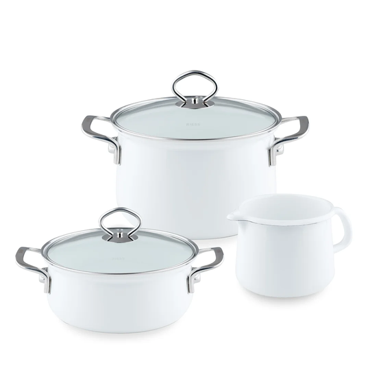 Arctic White 3 Piece Cookware Set
