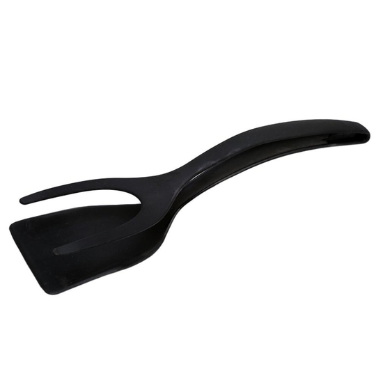 (Black) Amazing Pliers Handle And Flip Spatula 2 In 1 Tongs Clamp Pancake Fried Egg