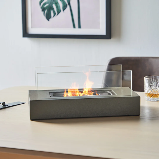 Dasha Glass Bio-Ethanol Outdoor Tabletop Fireplace with Flame Guard