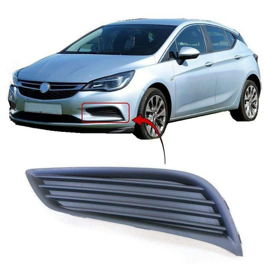 Vauxhall Astra 2015-2019 Front Bumper Fog Grille Black Passenger Side Standard Models