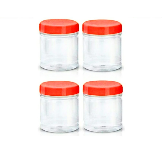 4 X 250ML Plastic Storage Pet Jars Containers Canisters Pots Screw Top BPA FREE