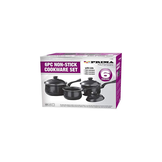 3PC Non Stick COOKWARE Set Sauce PAN Pot Glass LID Kitchen Fry PAN Frying LIDS