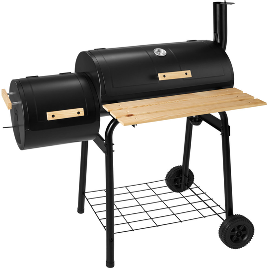 tectake BBQ with temperature display - charcoal grill, barbecue, charcoal bbq - black