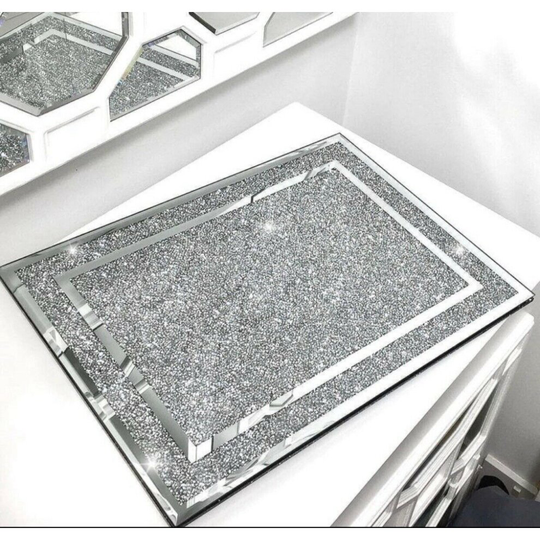 Large Crushed Diamond Chopping Board Crystal Filled Placemat Sparkly