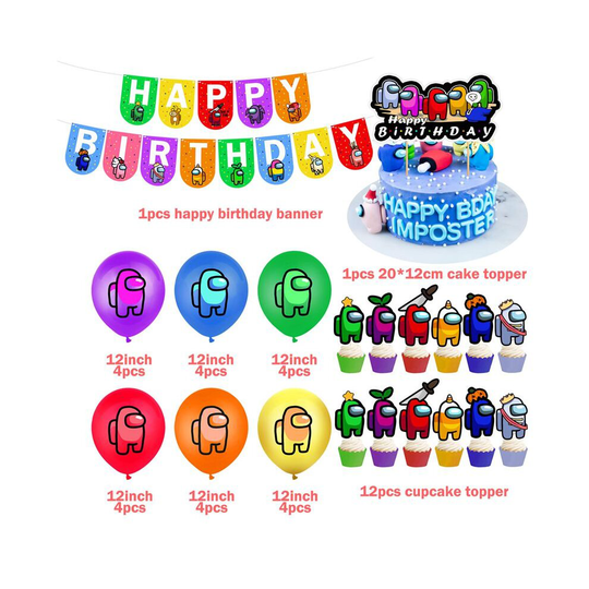 (Full Set(Birthday Party)) AMONG US Birthday Party Decor Supplies Banner