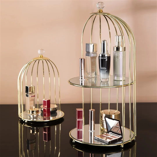 Cosmetic Storage Box Cosmetic Storage Rack Desktop Bird Cage Cosmetic Storage Box (Color : Single Layer)
