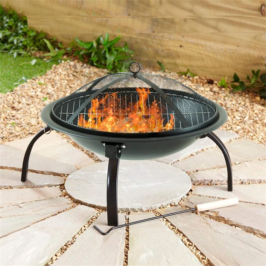 Chauncie 35Cm H x 48Cm W Steel Wood Burning Outdoor Fire Pit with Lid
