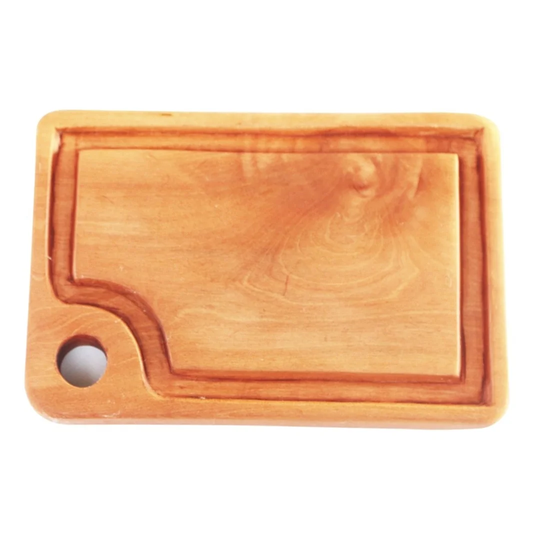 African Iroko Hard Wood Hand Carved Rectangular Solid Chopping Board With A Round Hanger L30cm X W20cm