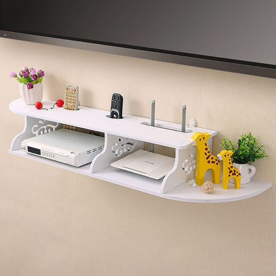 White Floating Wall Shelf Living Room Under TV Storage Rack DVD Router Organizer