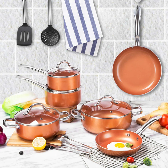 Cookware Set Pan & Pot Set 6 Piece , Stock Pot, Saute Pan, Saucepan,Glass Lid | Induction | Nonstick