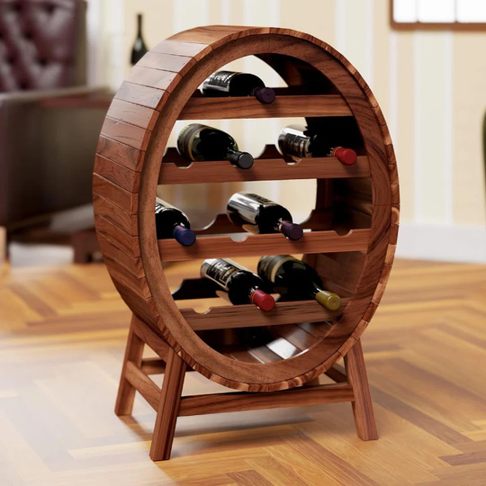 Wooden Wine Rack For 12 Bottles Wine Barrel Design Height 90Cm - Wine Rack Bottle Rack Barrel Bottle Rack Vintage