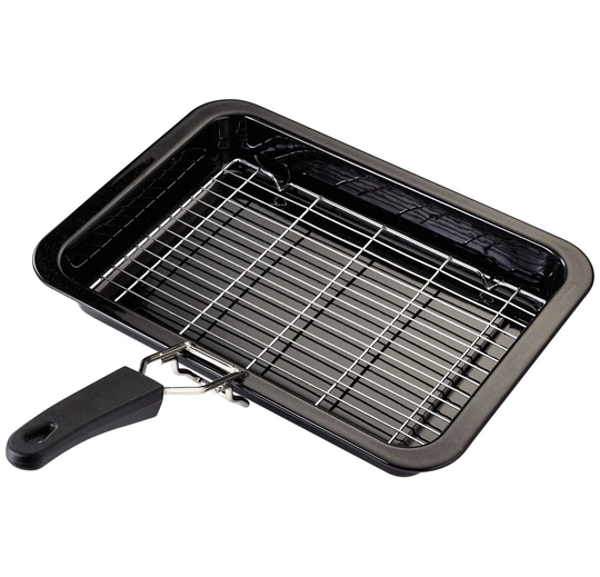 Judge Essentials Enamel, 35 x 25 x 5cm Grill Tray with Rack & Handle, Granite